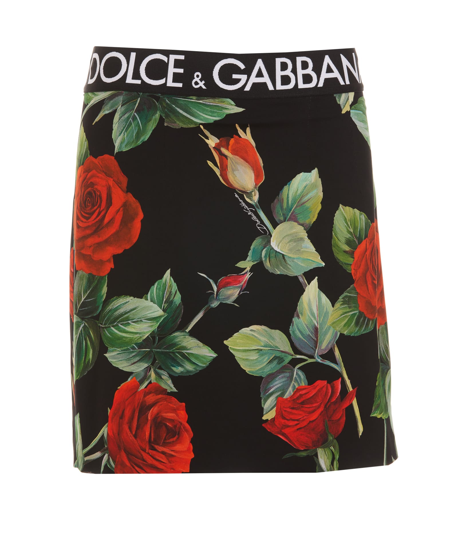 Dolce & Gabbana Logo And Roses Print Mini Skirt