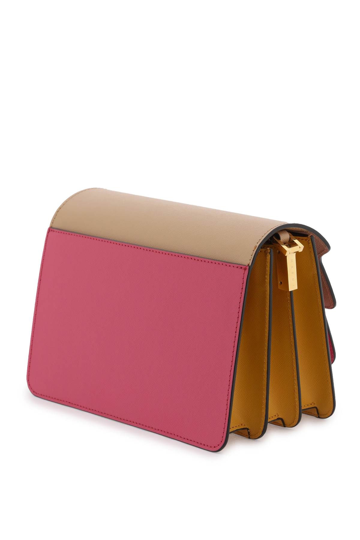 Shop Marni Tricolor Leather Medium Trunk Bag In Pink