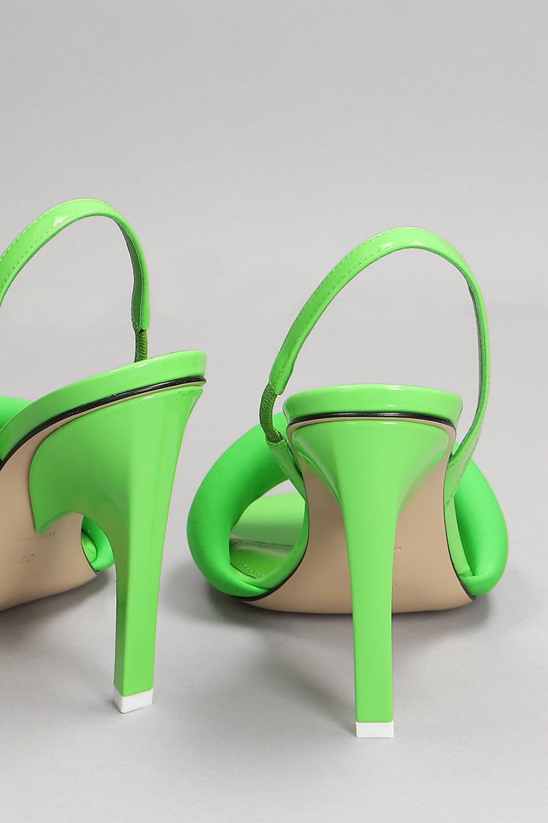 Shop Attico Rem Sandals In Green Leather