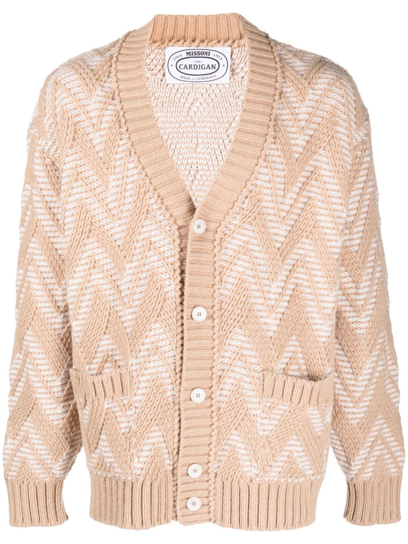 MISSONI SAND BEIGE WOOL CARDIGAN