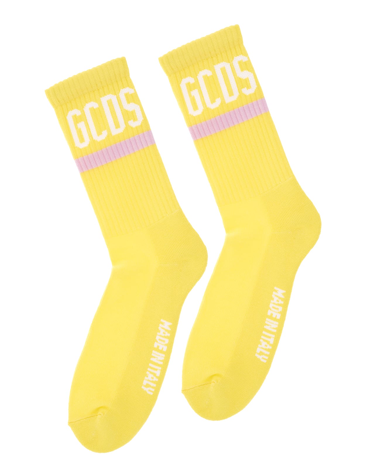 GCDS Unisex Yellow Socks With Logo