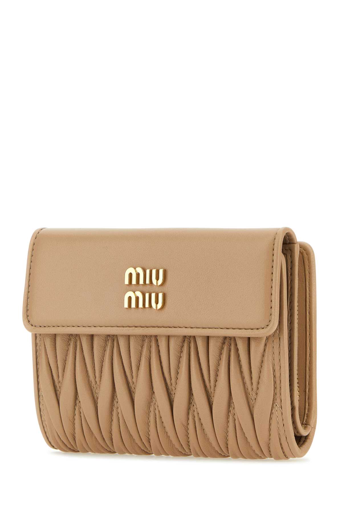 Shop Miu Miu Sand Nappa Leather Wallet In Sabbia