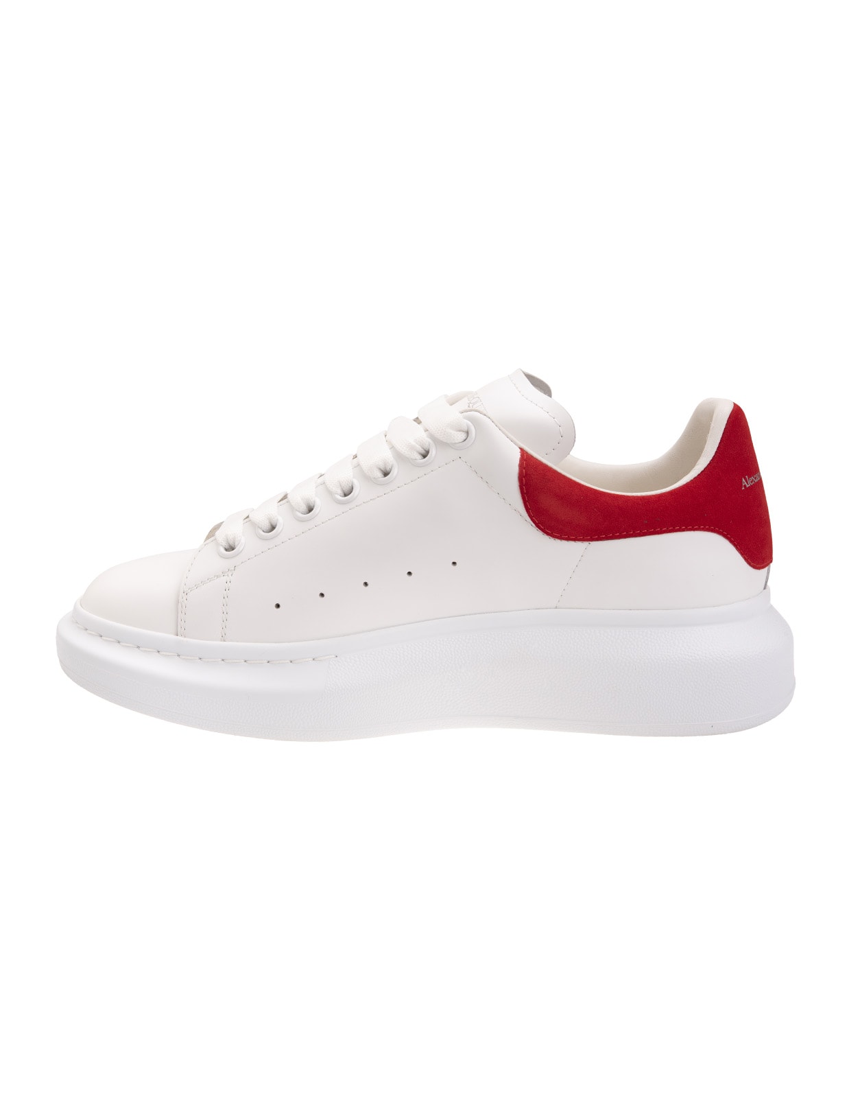 Shop Alexander Mcqueen White Oversized Sneakers With Lust Red Suede Spoiler