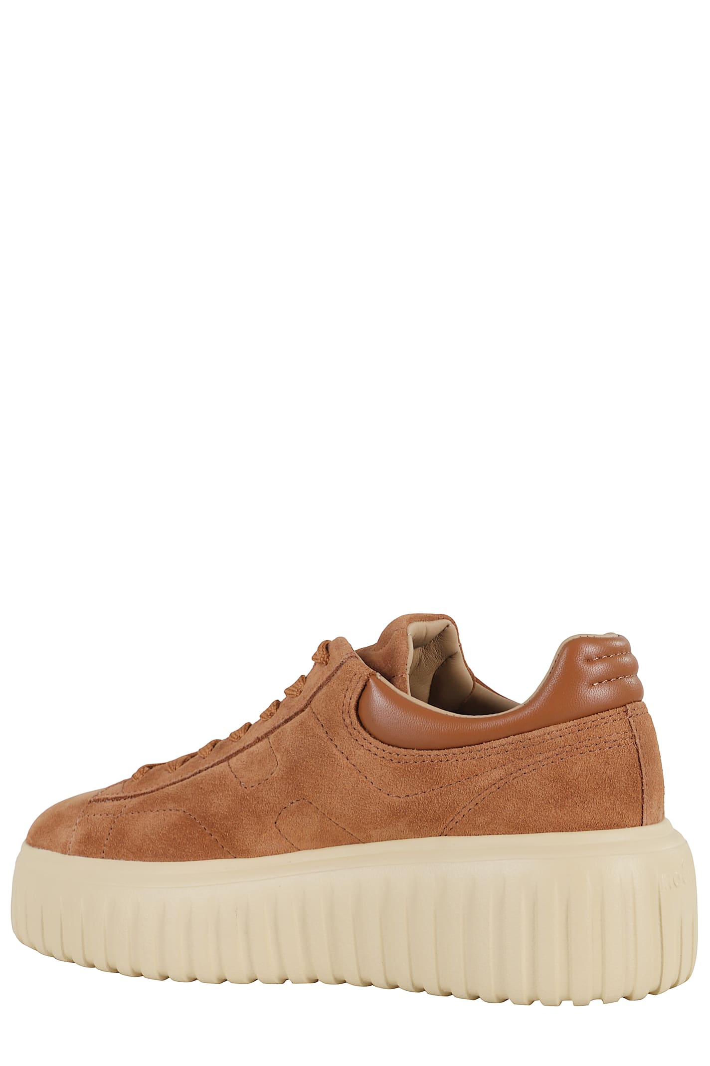 Hogan Brown Suede Sneakers With Smooth Leather Heel In Animal Print