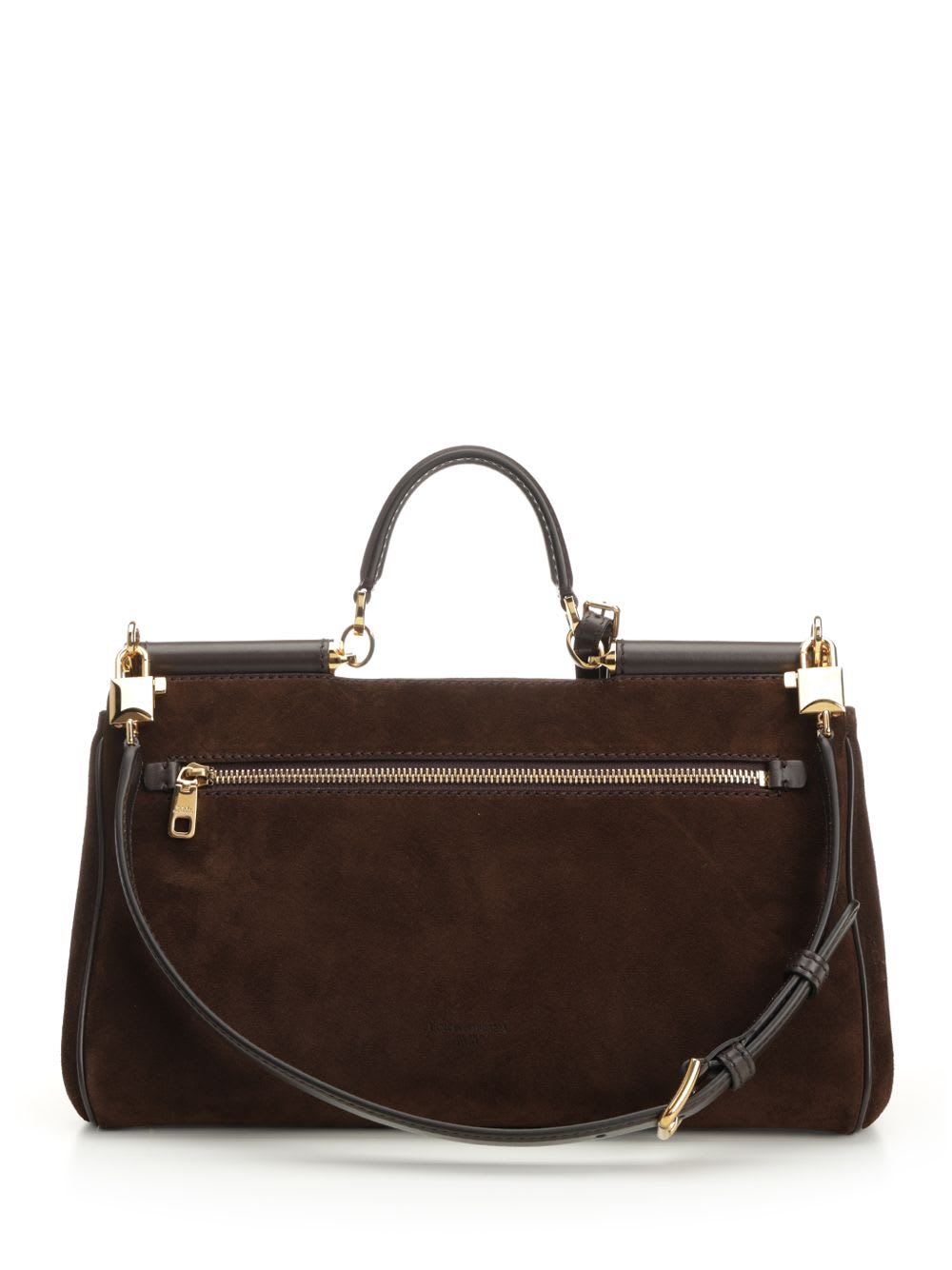 Dolce & Gabbana My Suede Tote Bag Decorated With A Sicily Padlock In Brown