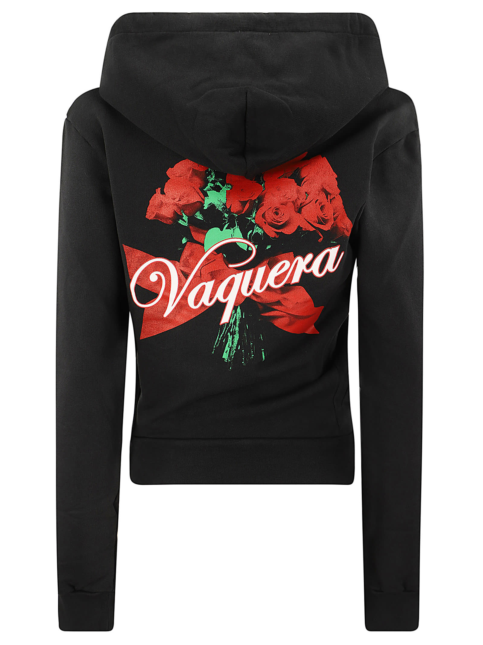 Shop Vaquera Women Twisted Rose Hoodie Woven In Faded Black