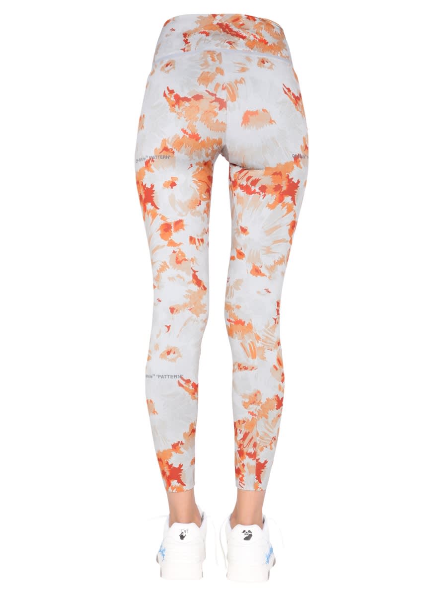 Shop Off-white Leggings With Chine Flowers Motif In Grey