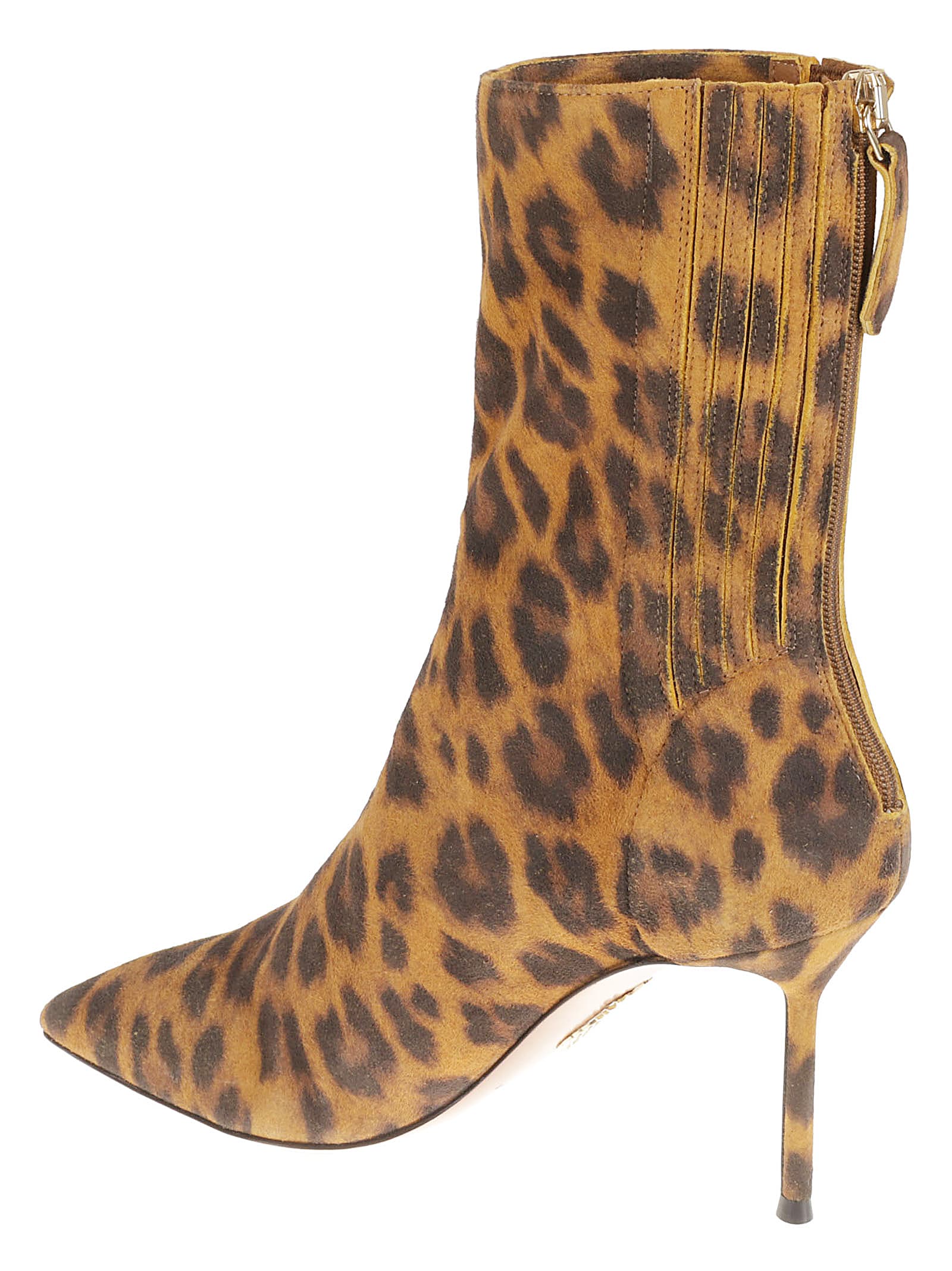 Aquazzura Montmartre 50 Leopard-print Suede Ankle Boots In Caramel