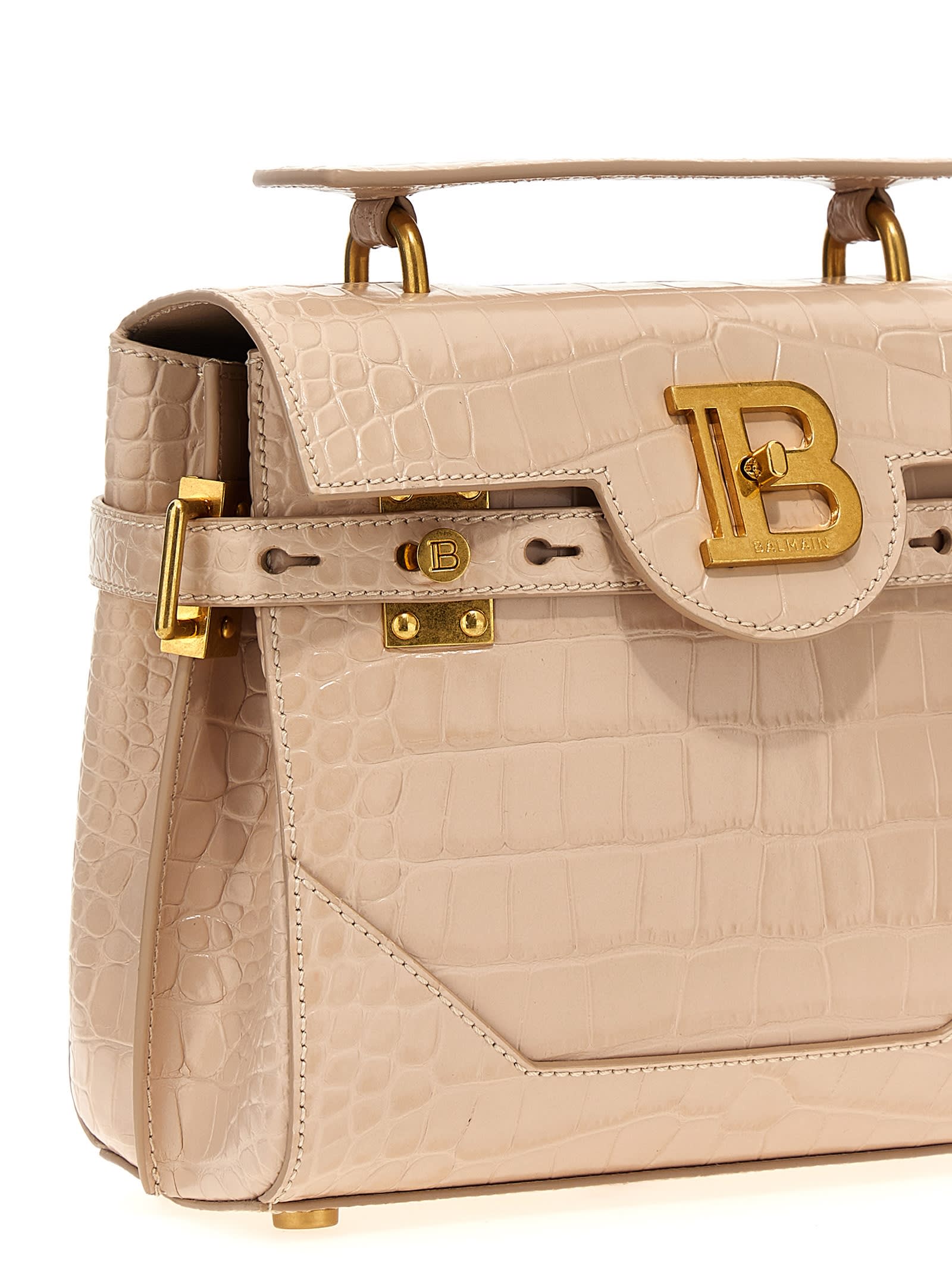 Shop Balmain B-buzz 23 Handbag In Beige