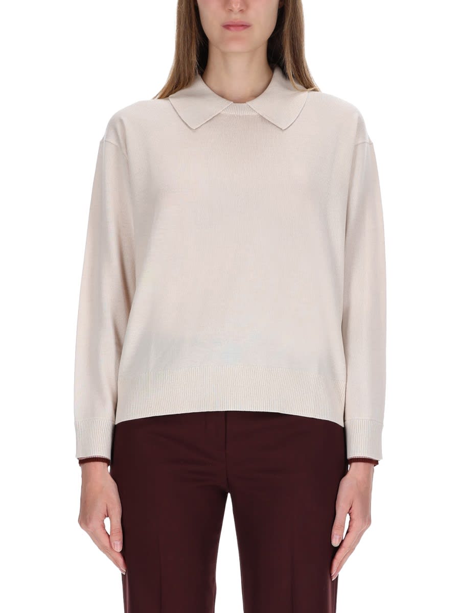 Paul Smith Knitted Collar Sweater In Neutral