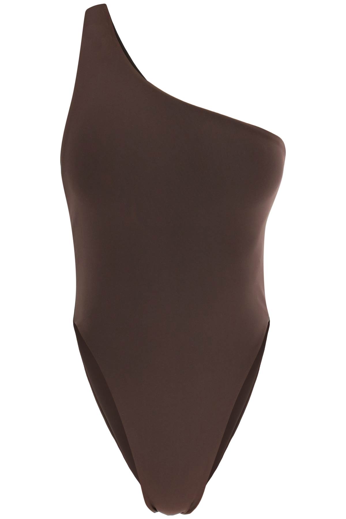 Shop Louisa Ballou Plunge One-piece Swimsuit In Dark Brown (brown)