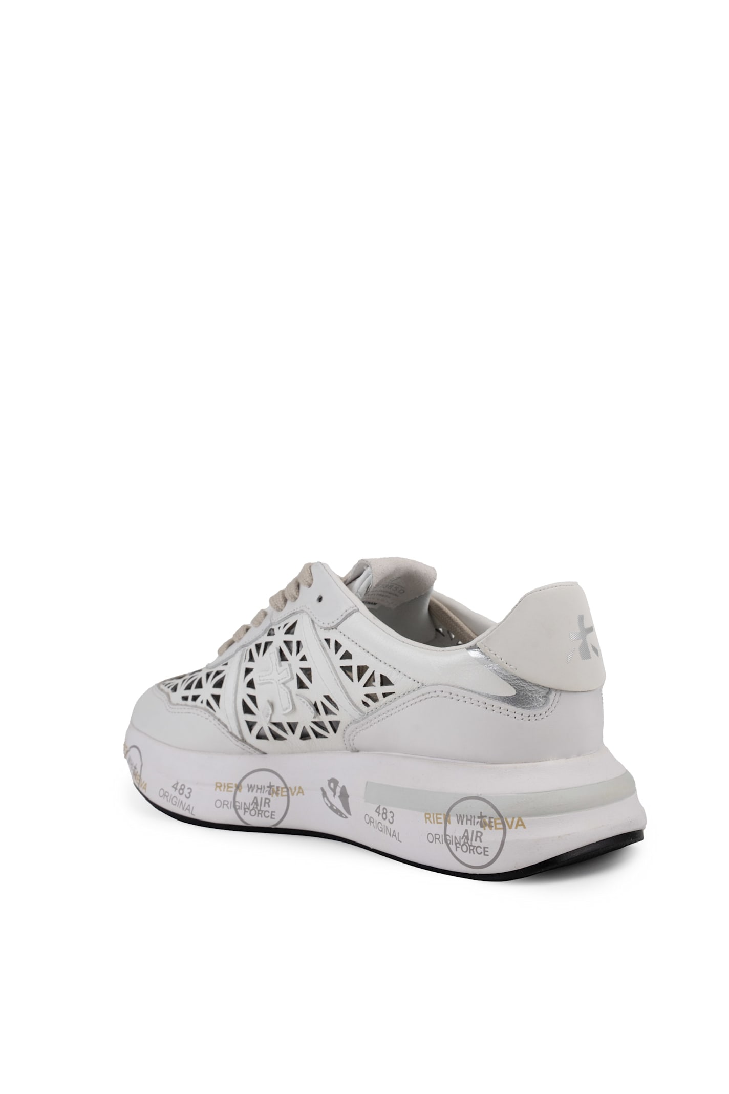 Premiata Cut-out Perforated Low Top Sneakers In White
