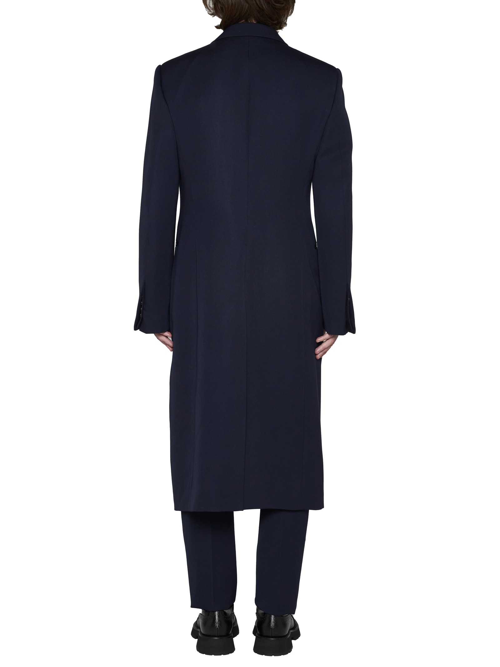 Shop Alexander Mcqueen Coat In Bright Navy