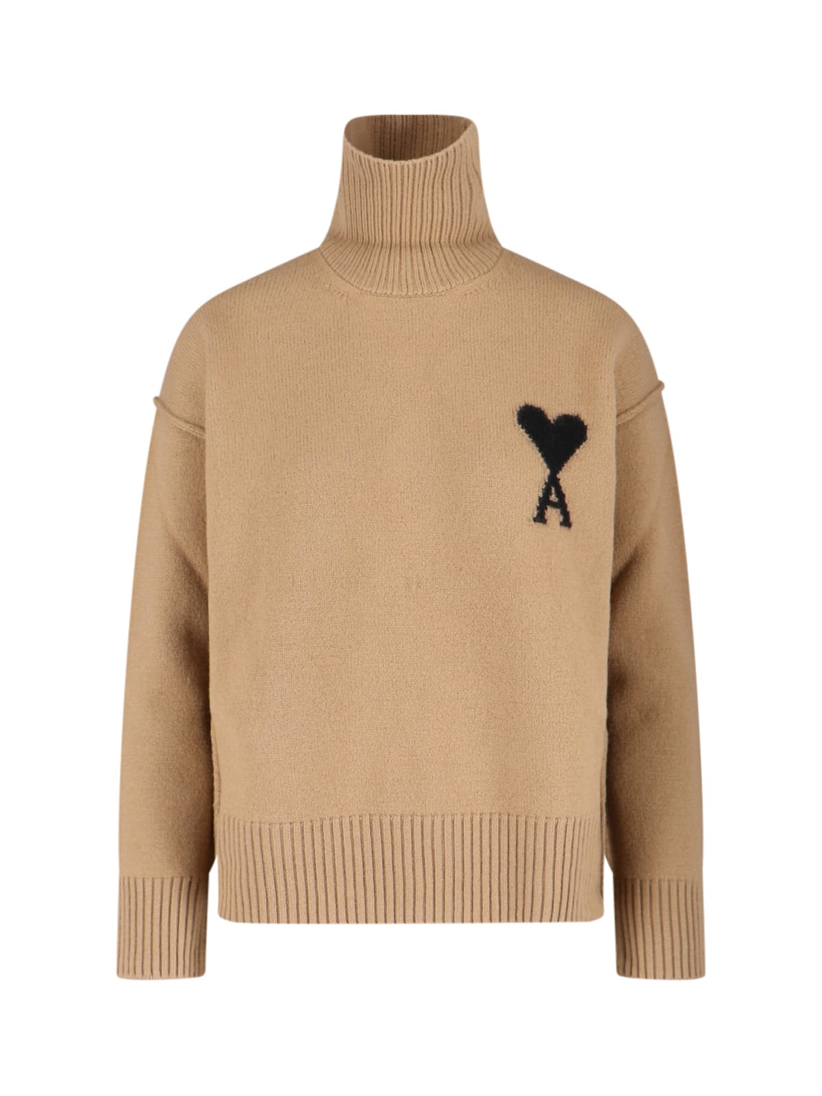 Ami Alexandre Mattiussi Ami Paris Women Ami De Coeur Turtleneck Sweater In Brown