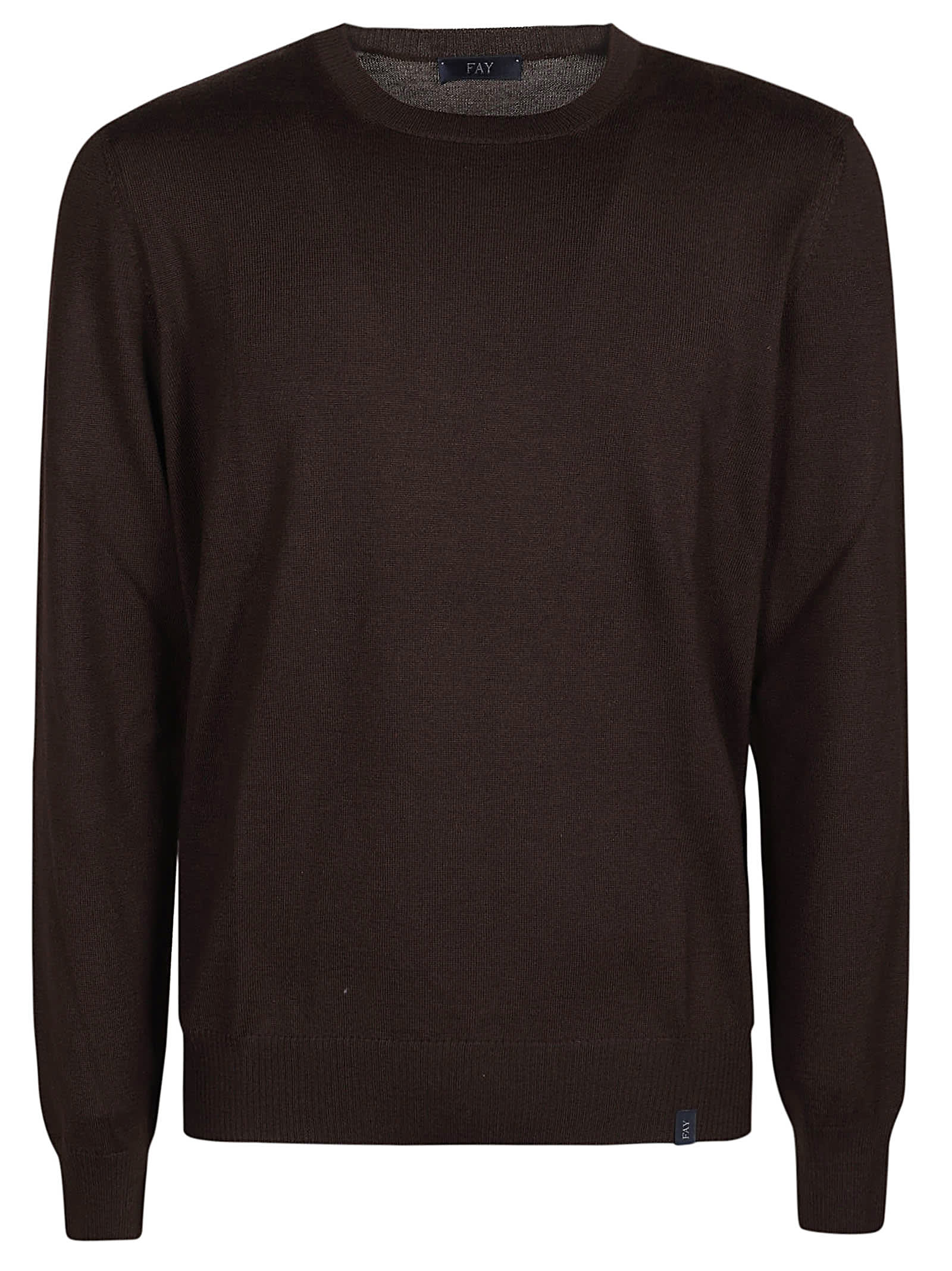 Shop Fay Round Neck Sweater In Cioccolato