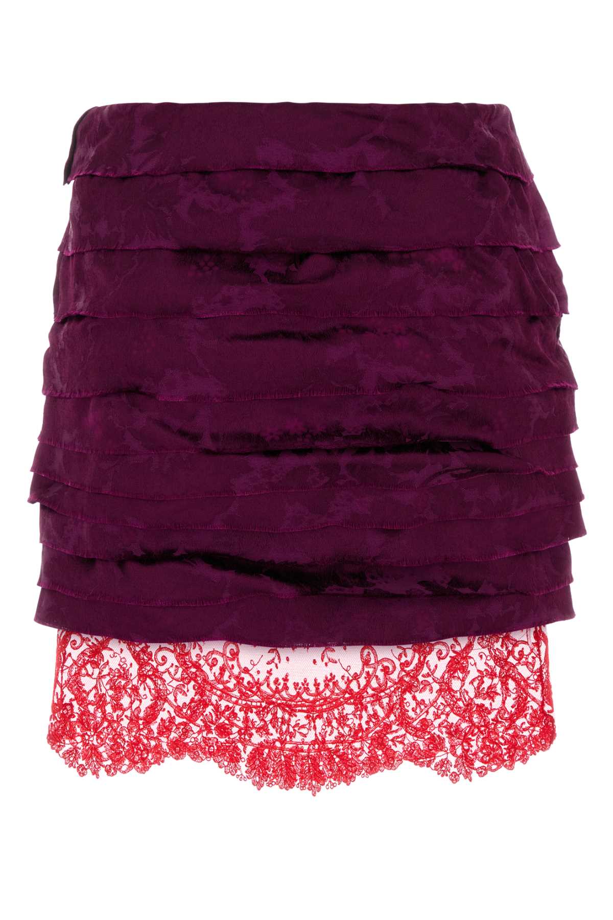 Saint Laurent Textured Jacquard Layered Mini Skirt In Purple