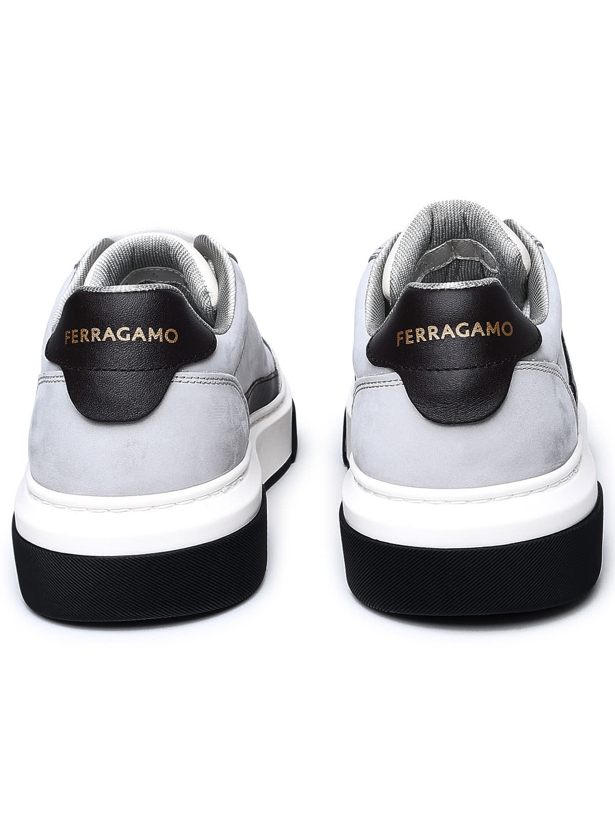 Shop Ferragamo Multicolor Nappa Leather Sneakers In Grey