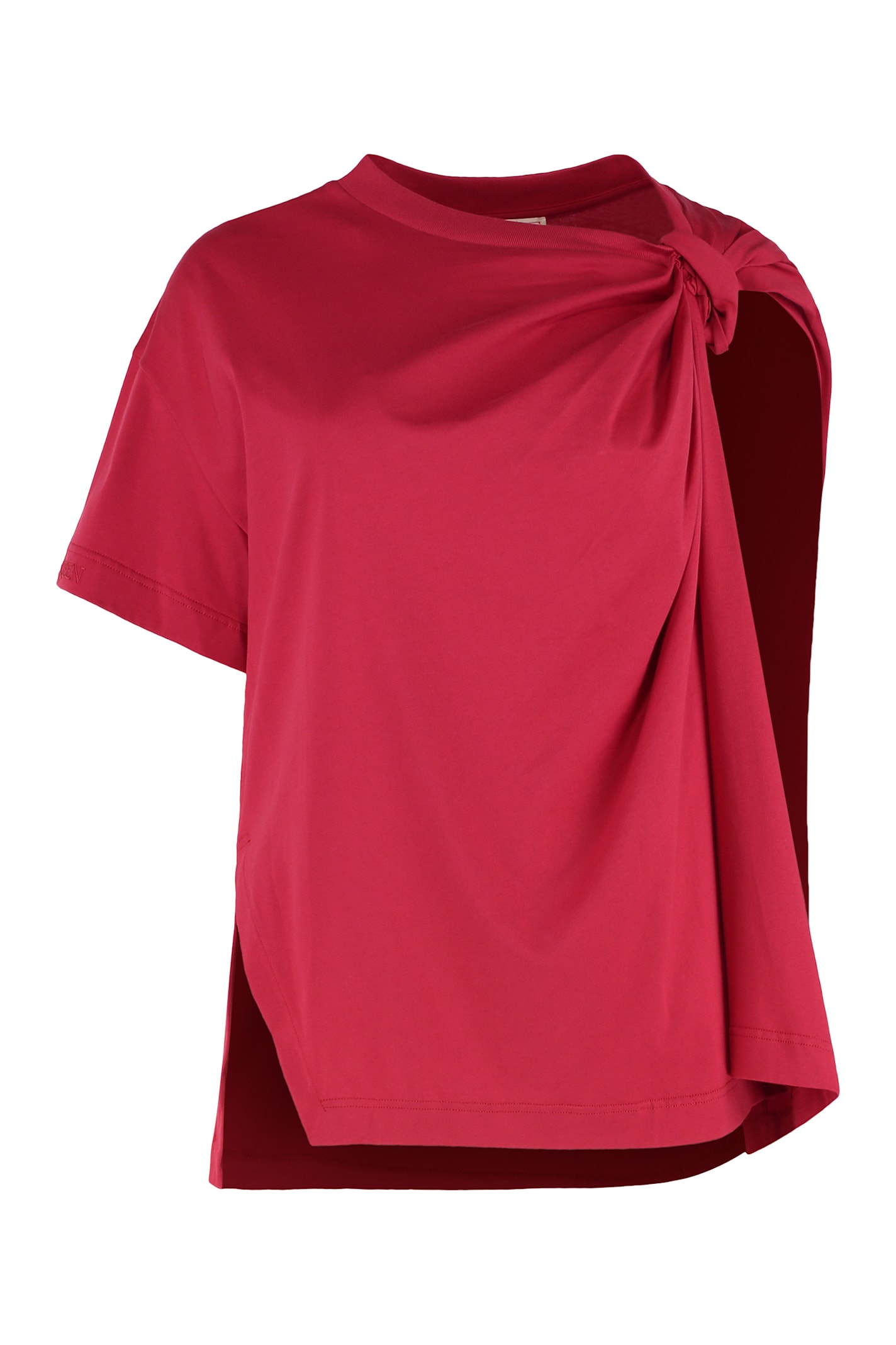 Alexander Mcqueen Asymmetric Side Slit Top In Burgundy