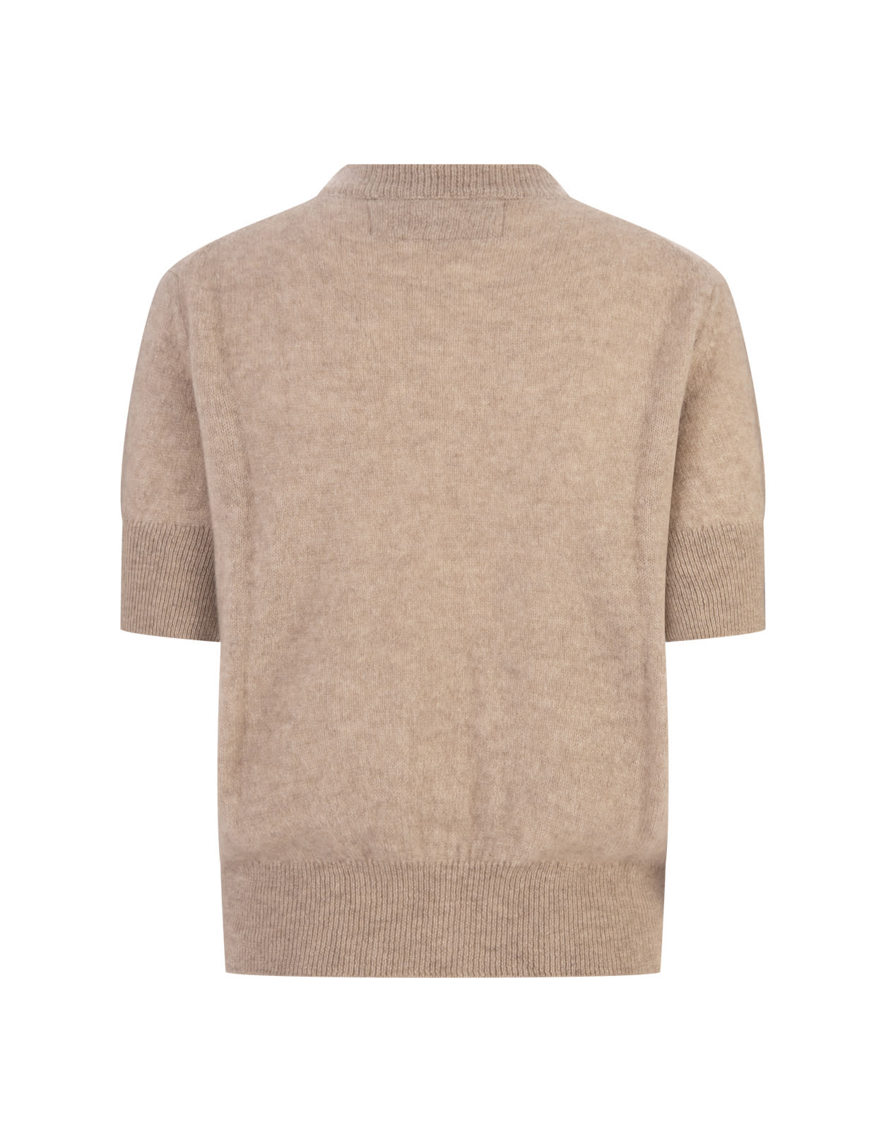 Shop Ermanno Scervino Short-sleeved Sweater In Sand Cashmere In Brown