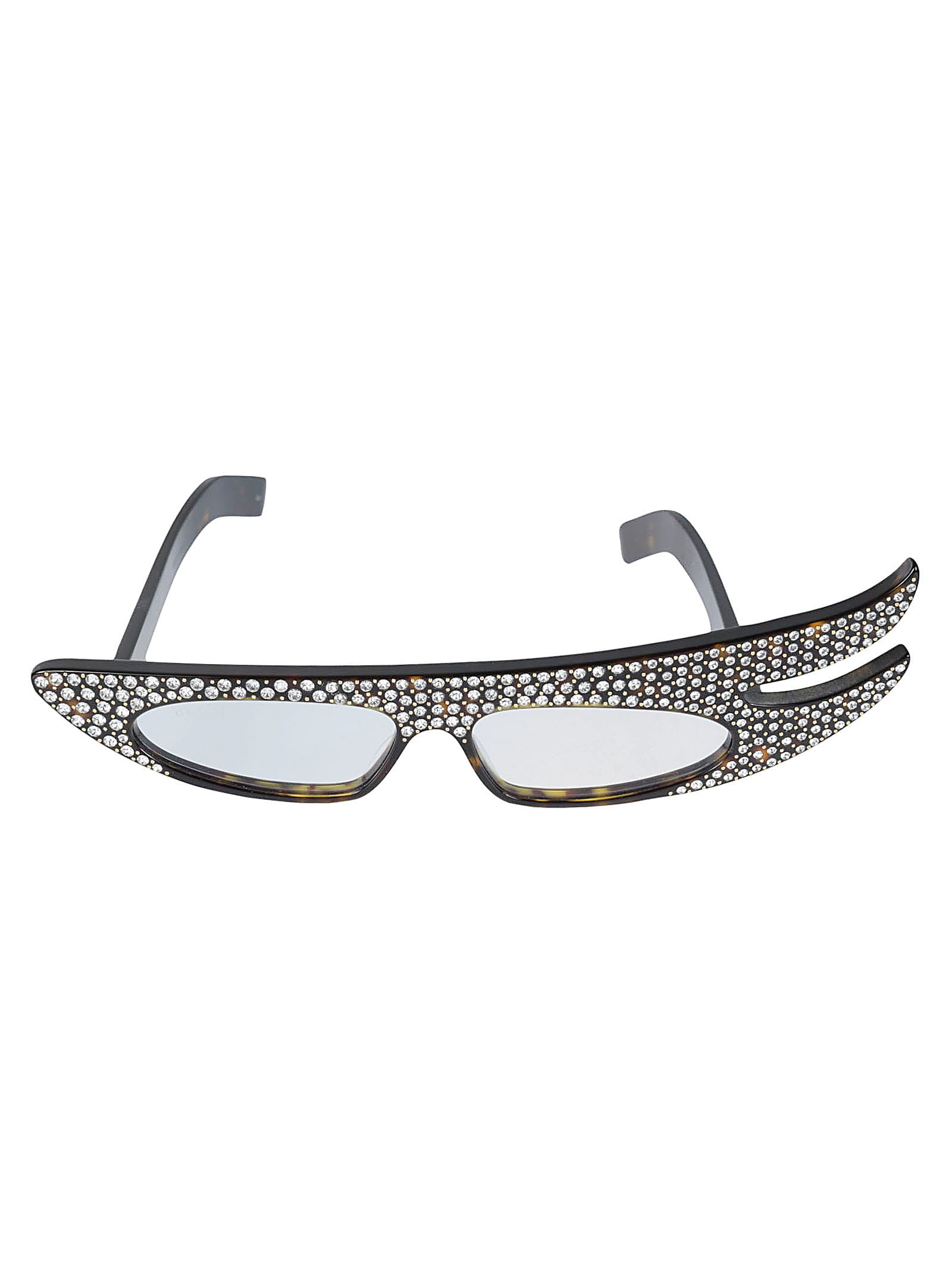Gucci Embellished Frame Sunglasses In 001-havana-havana-light B