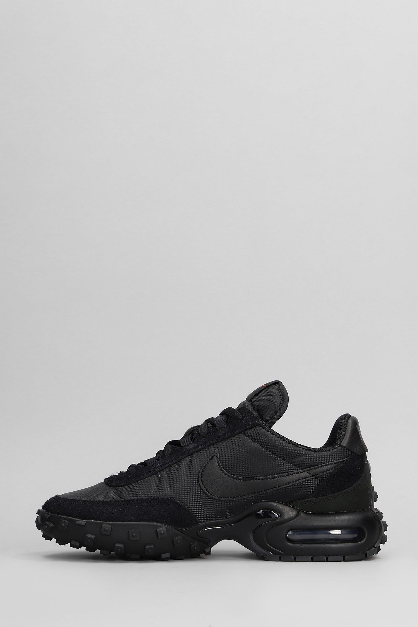 Nike Air Max Waffle Sneakers In Black Suede And Fabric In Black