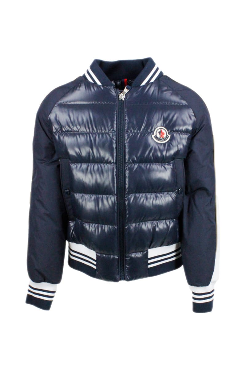 Moncler Bilheran Down Jacket In Bi-material For The Sleeves With Edging On The Sleeves In Real Goose Down