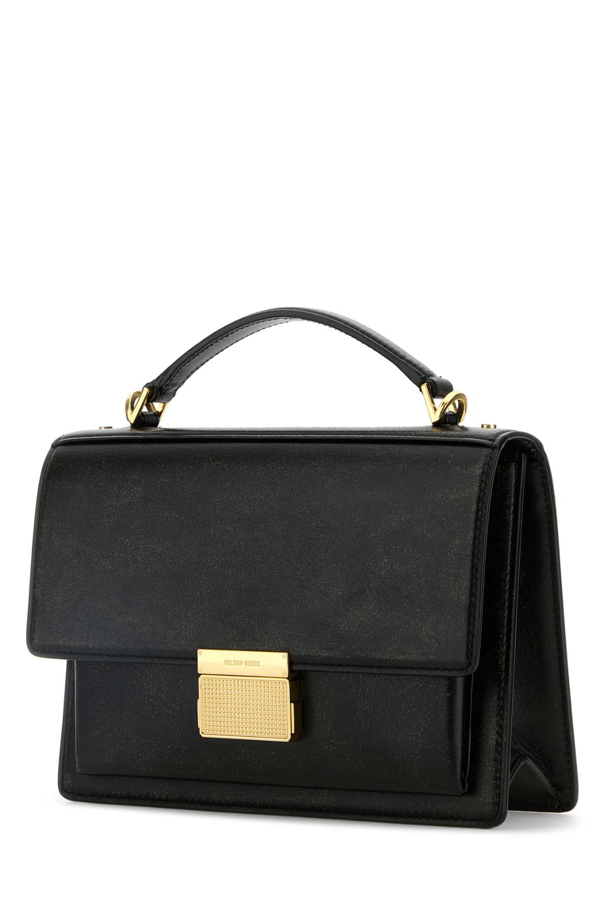 Golden Goose 'venezia' Black Hand Bag With Lettering Logo And Clasp Closure In Black