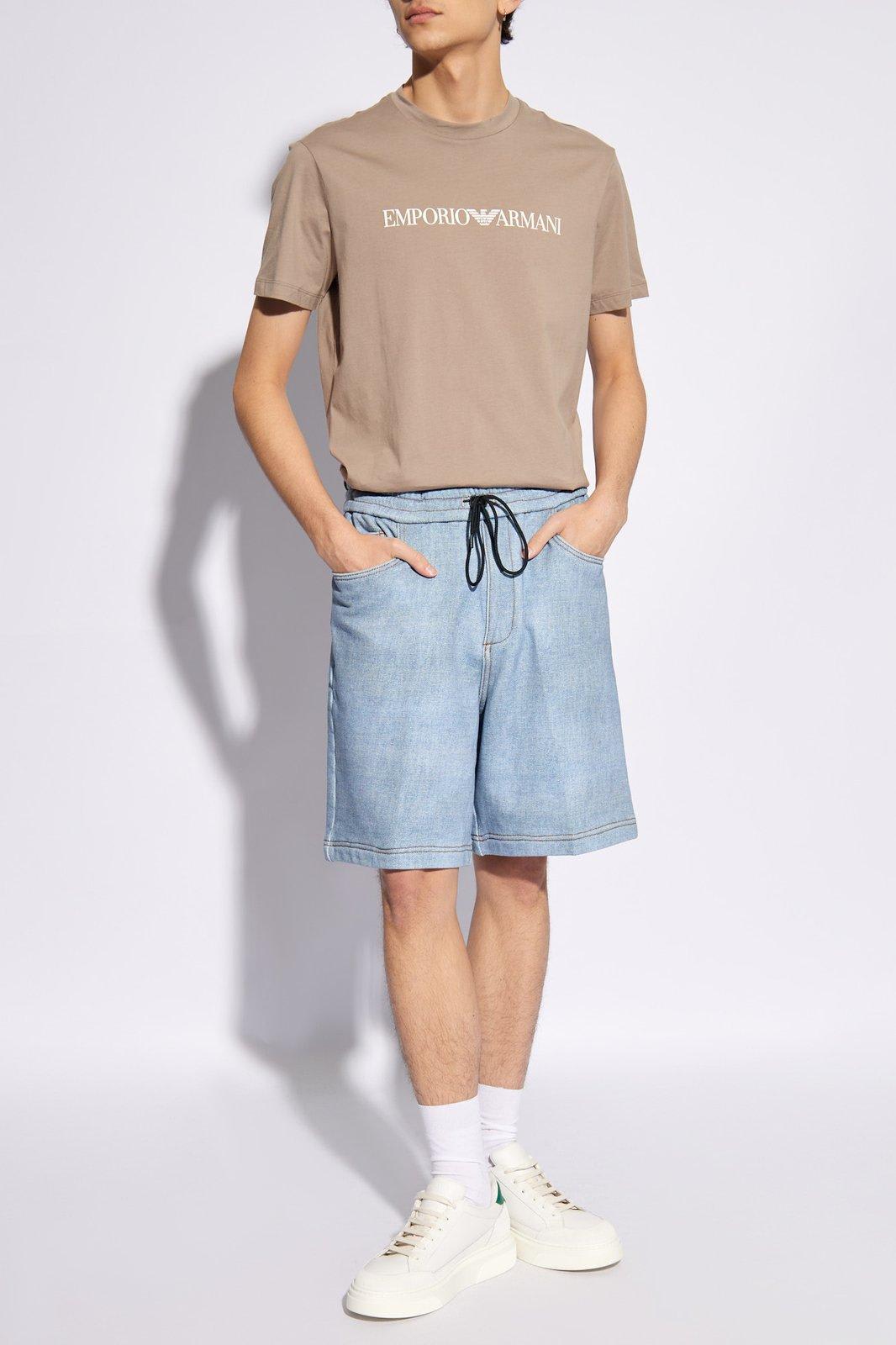 Shop Emporio Armani Denim Shorts In Clear Blue