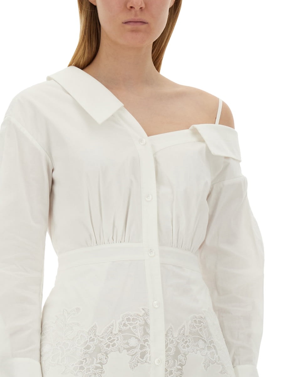 Shop Self-portrait Cotton Lace Mini Dress In White