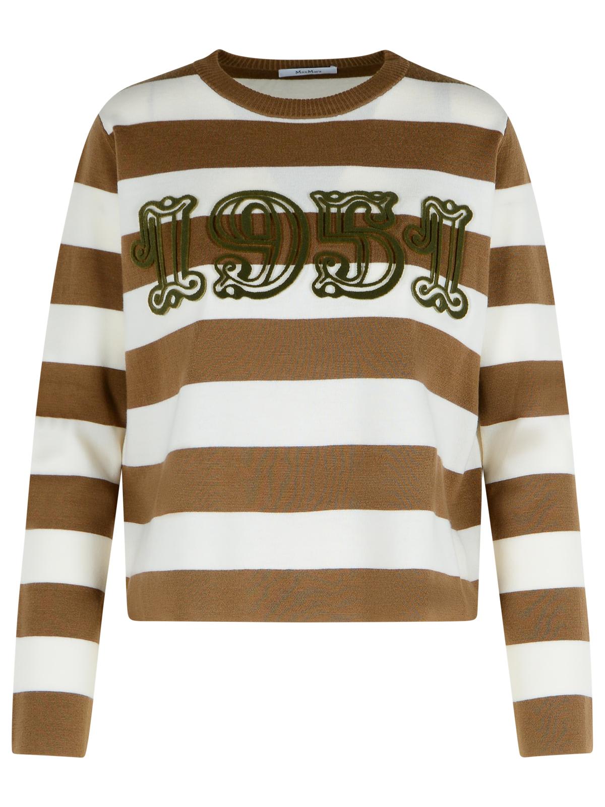 Max Mara Sleeveless Crew Neck Top With Embroidered Detail In Brown