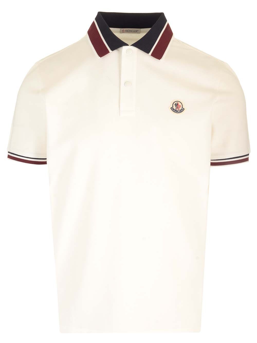 Shop Moncler Short Sleeve Polo In White