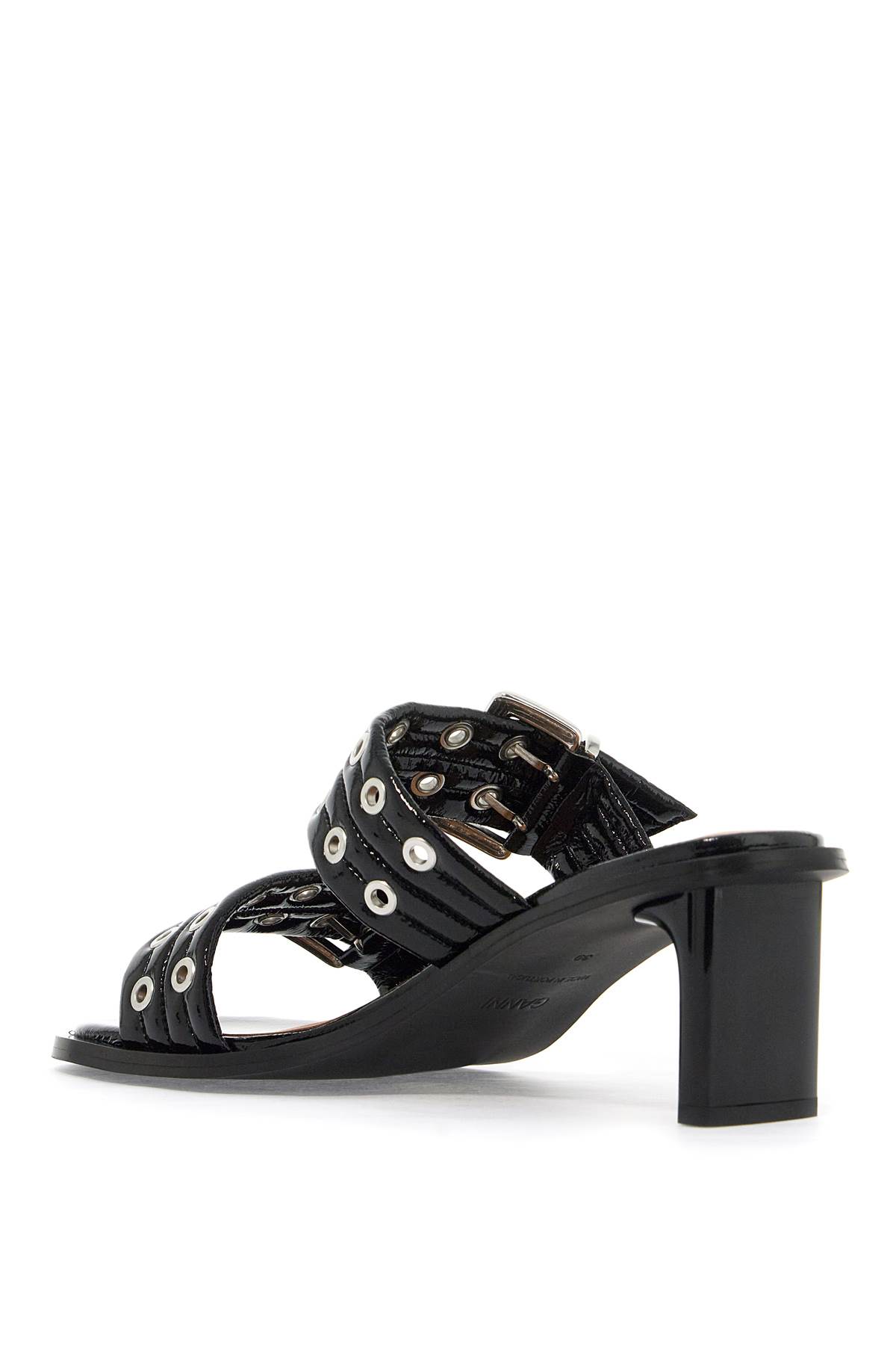 Shop Ganni Womens Patent Buckle M In Black