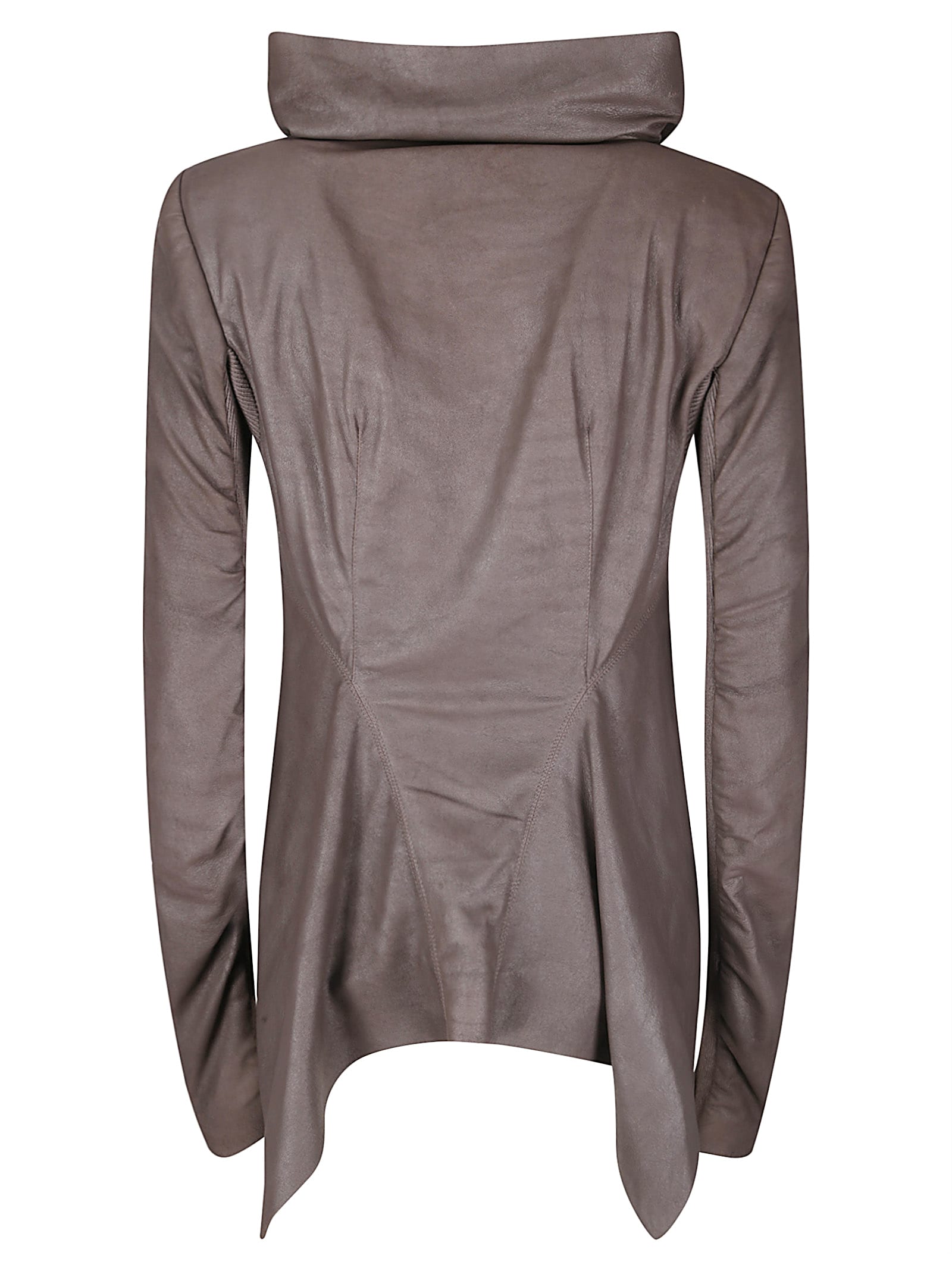 Rick Owens Tailored Brown Lamb Leather Jacket With Padded Shoulders In Brown