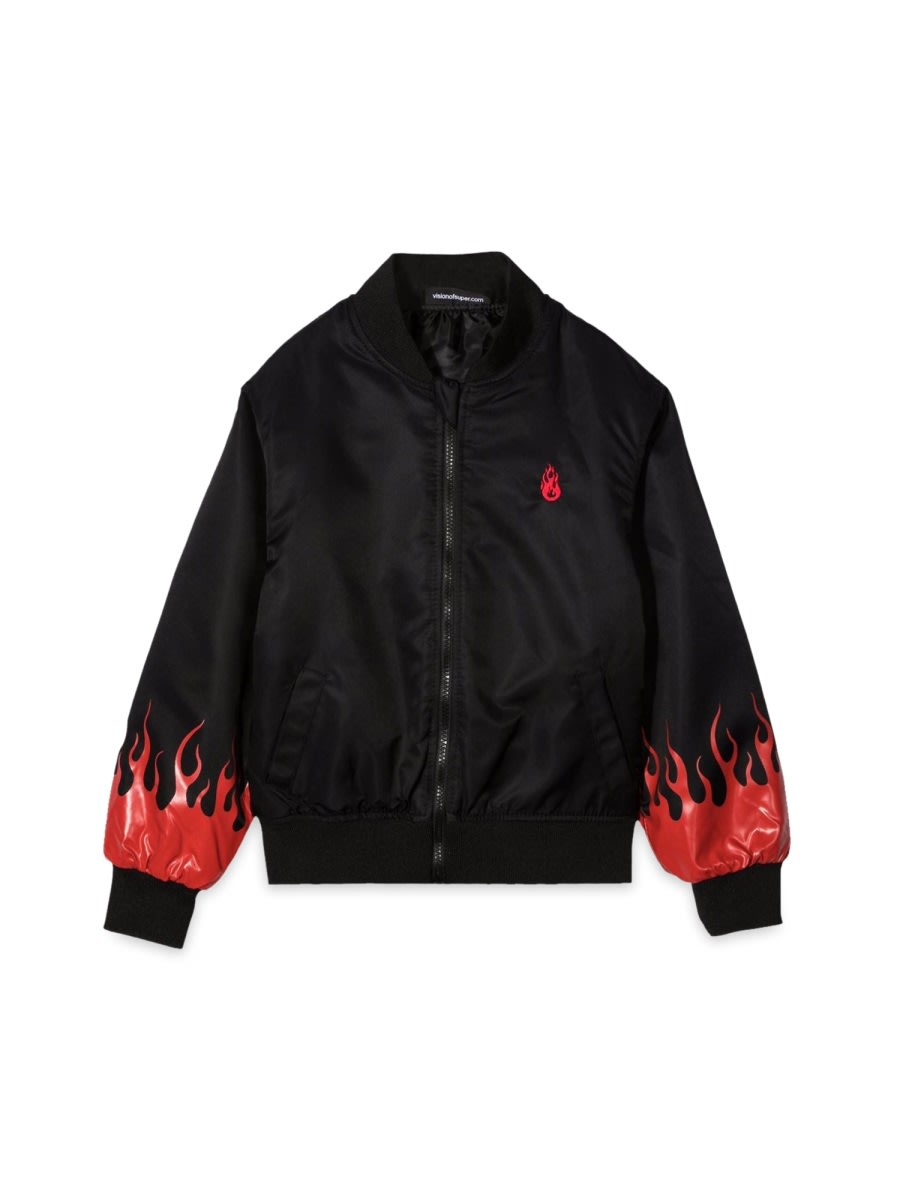 Vision Of Super Black Bomber Red Flames In Black