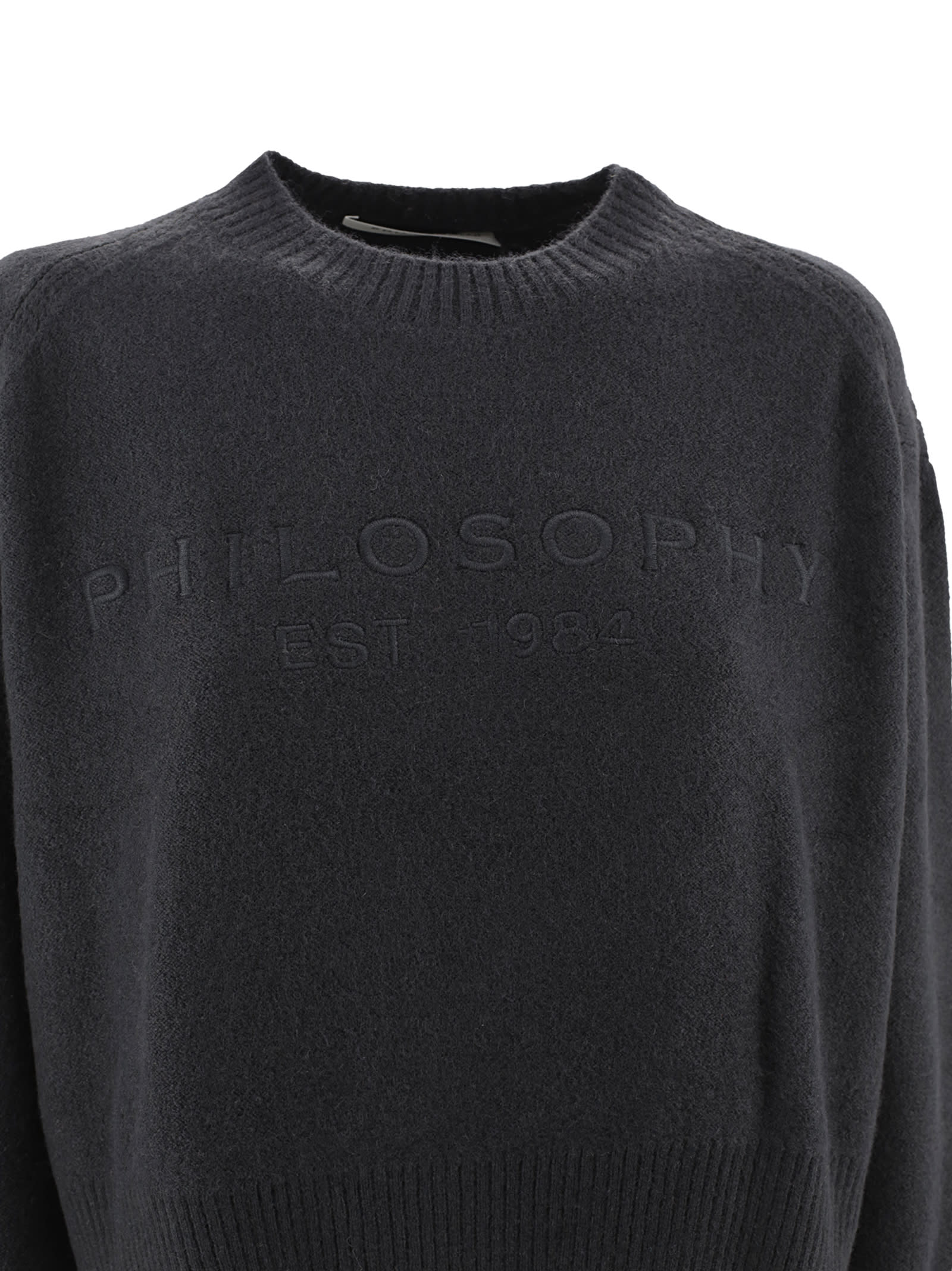 Shop Philosophy Di Lorenzo Serafini Logo-embroidered Cropped Jumper In Black