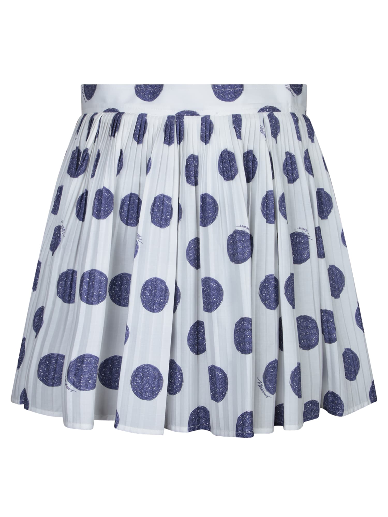 Moschino Couture Ballpoint Pen Polka Dots Pleated Skirt In Blue