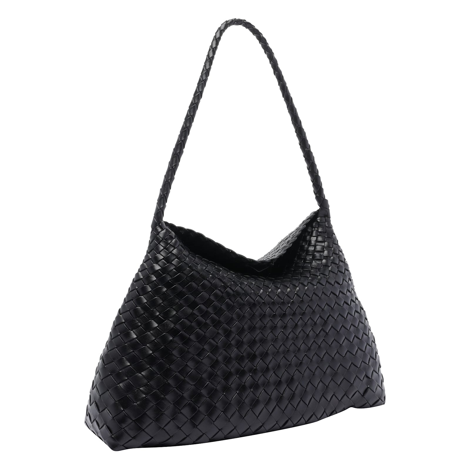 Dragon Diffusion Santa Croce Woven Leather Shoulder Bag In Black