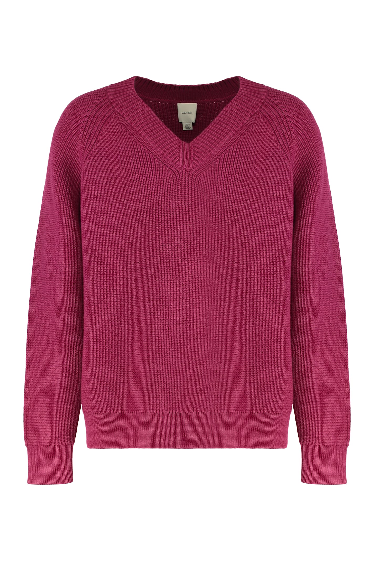 Calvin Klein Sweater With V-neck In Mixed Wool In Pink