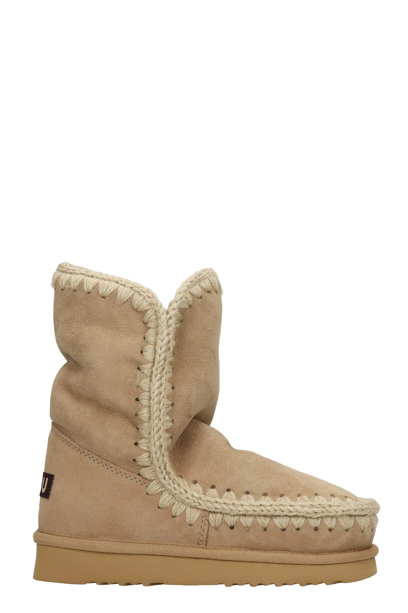 Mou Eskimo 24 Low Heels Ankle Boots In Camel Suede