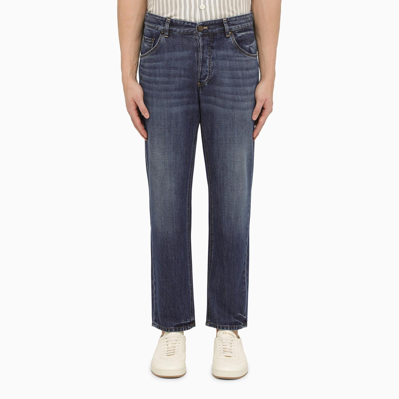 Shop Pt Torino Blue Washed-effect Regular Denim Jeans In Non Definito