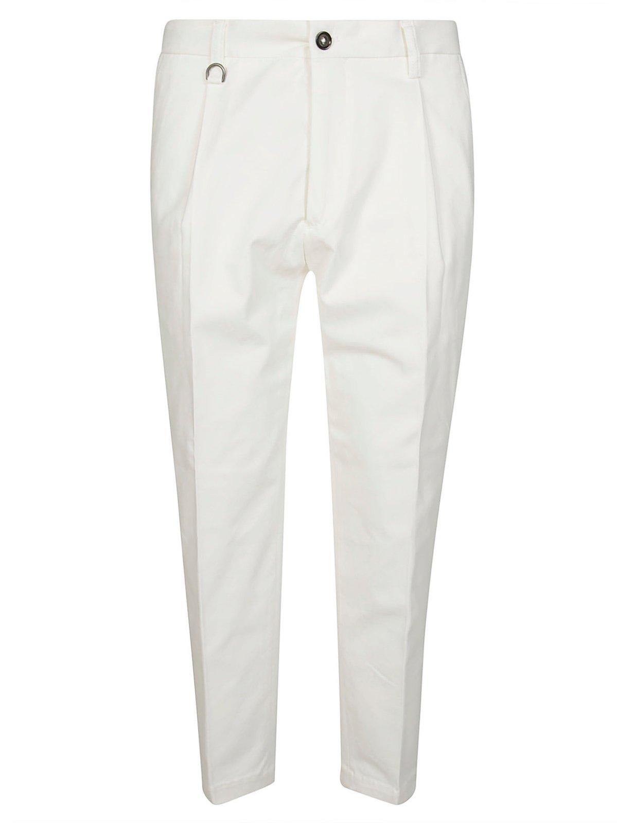 Shop Paolo Pecora Front-pleat Tapered Trousers In Bianco