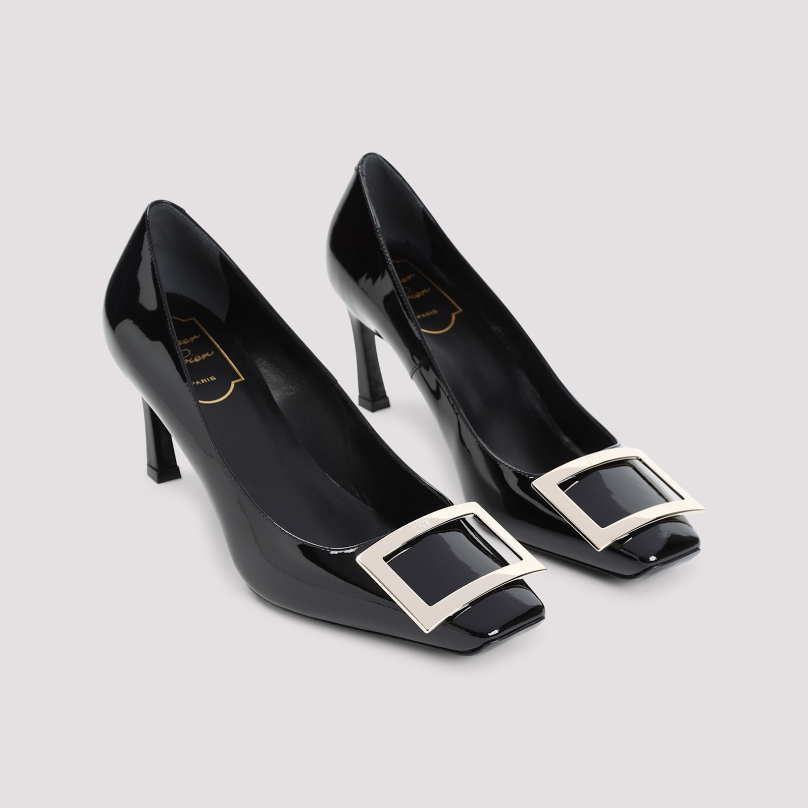 Roger Vivier Patent Leather Square-toe Heels In Black