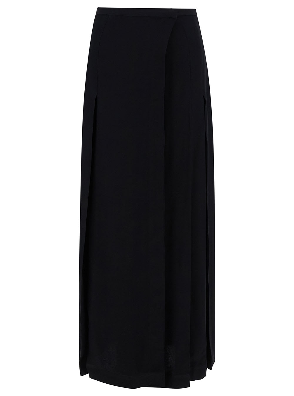 Totême Long Black Wrap Skirt In Viscose Woman