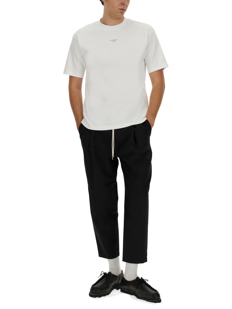 Drôle De Monsieur Black Carrot Pants With Drawstring In Wool Blend Man