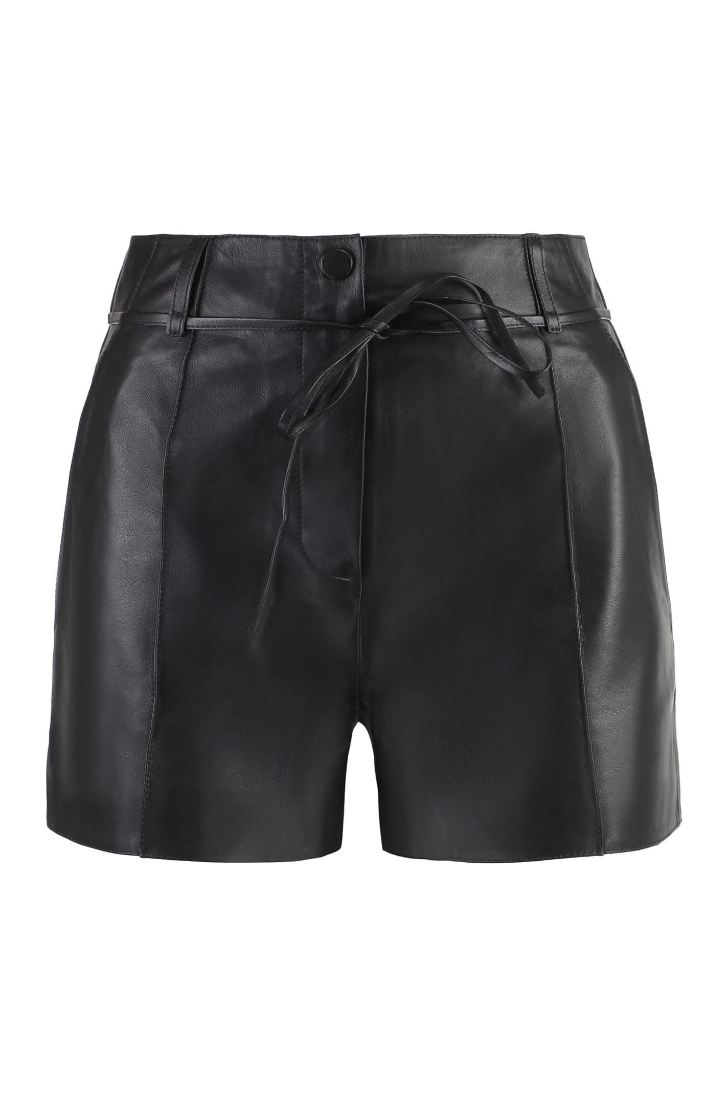 Shop Yves Salomon Leather Shorts In Black