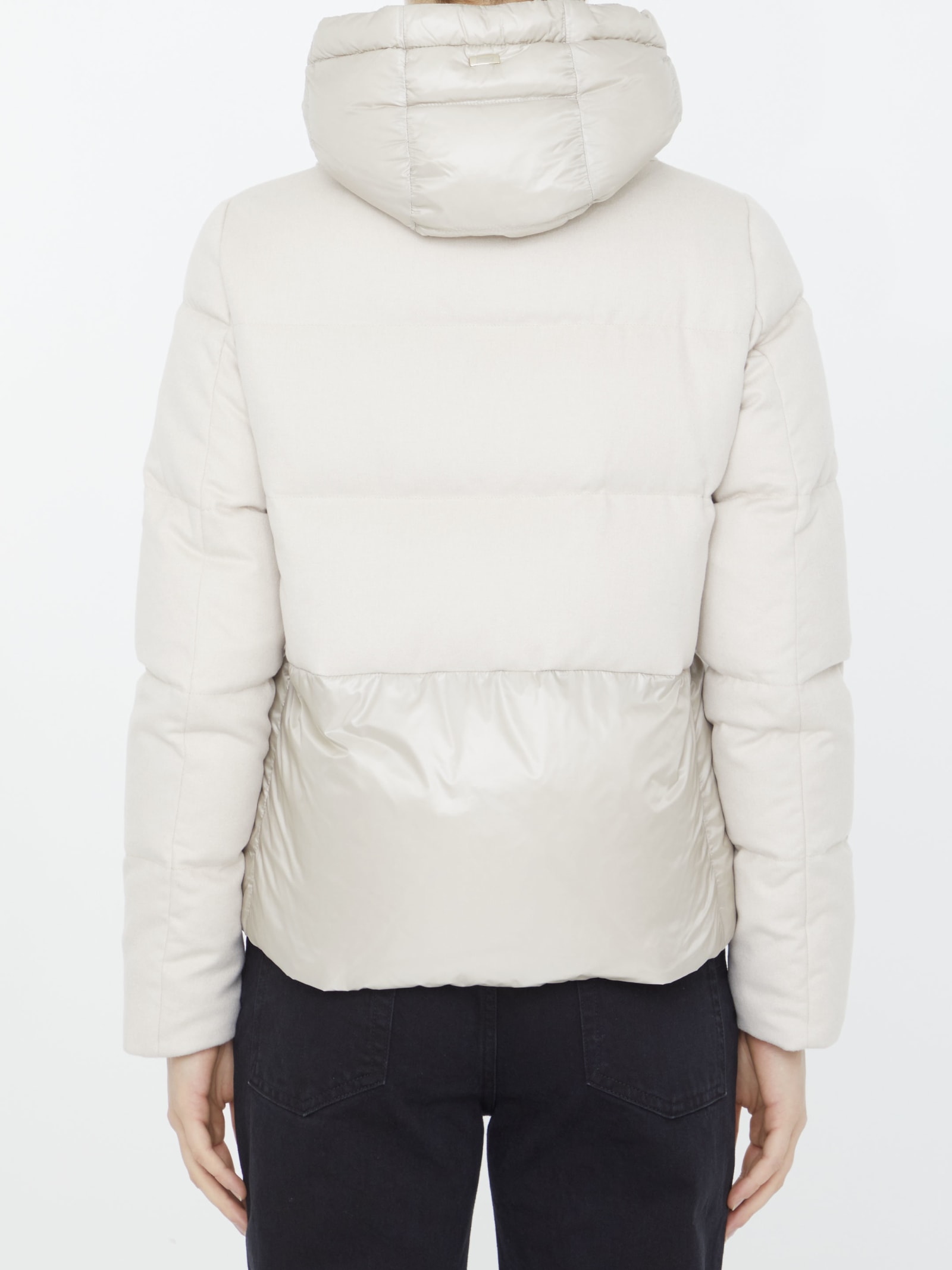 Shop Herno Silk And Cashmere Down Jacket In Cream