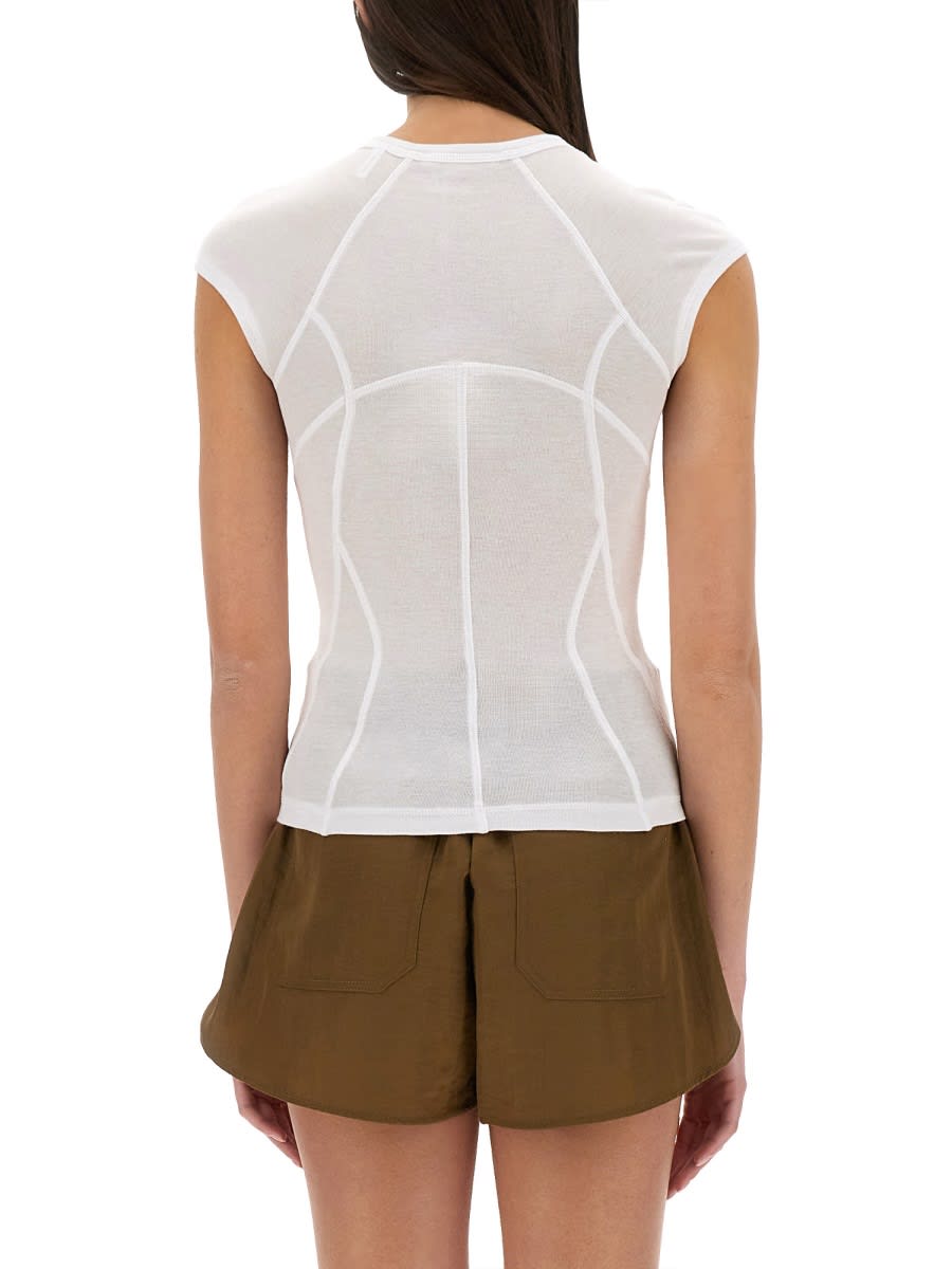 Helmut Lang Slim Fit Sheer Cap Sleeve T-shirt In White