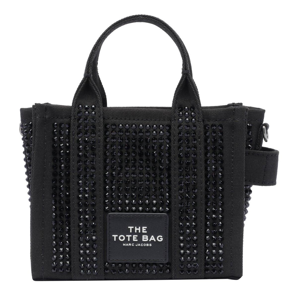 Shop Marc Jacobs Embellished Mini Tote Bag In Black Crystal