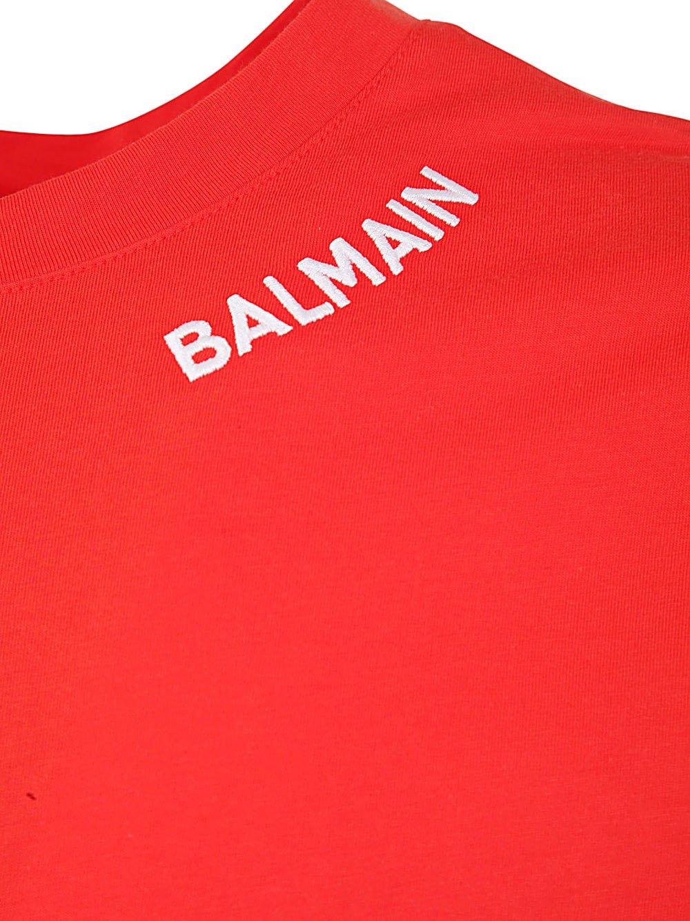Shop Balmain Logo Embroidered Crewneck T-shirt