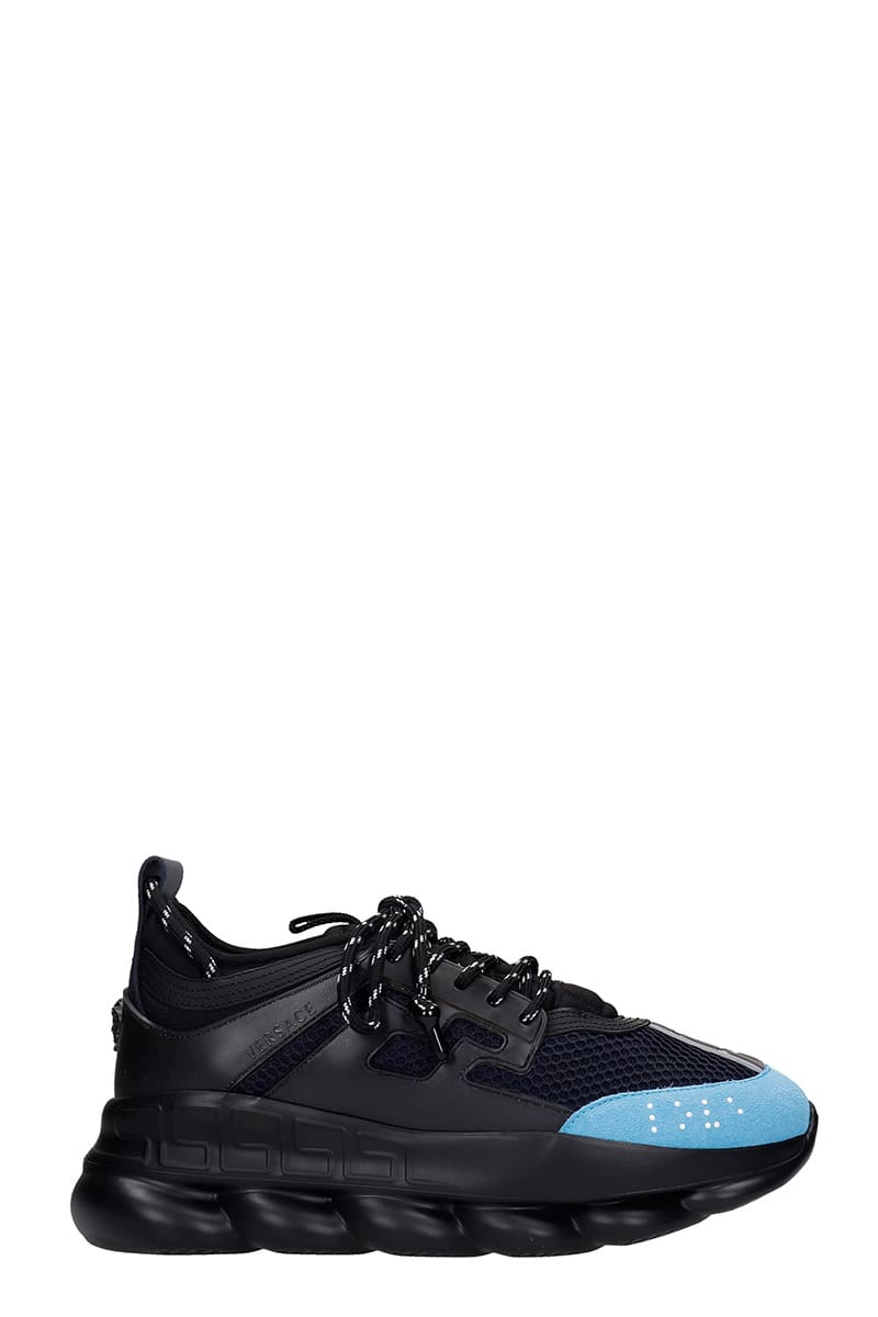 Versace Chain Reaction Sneakers In Black Synthetic Fibers